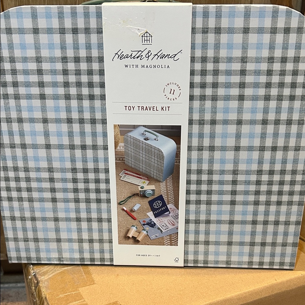 Hearth & Hand Plaid Toy Travel Set Suitcase New